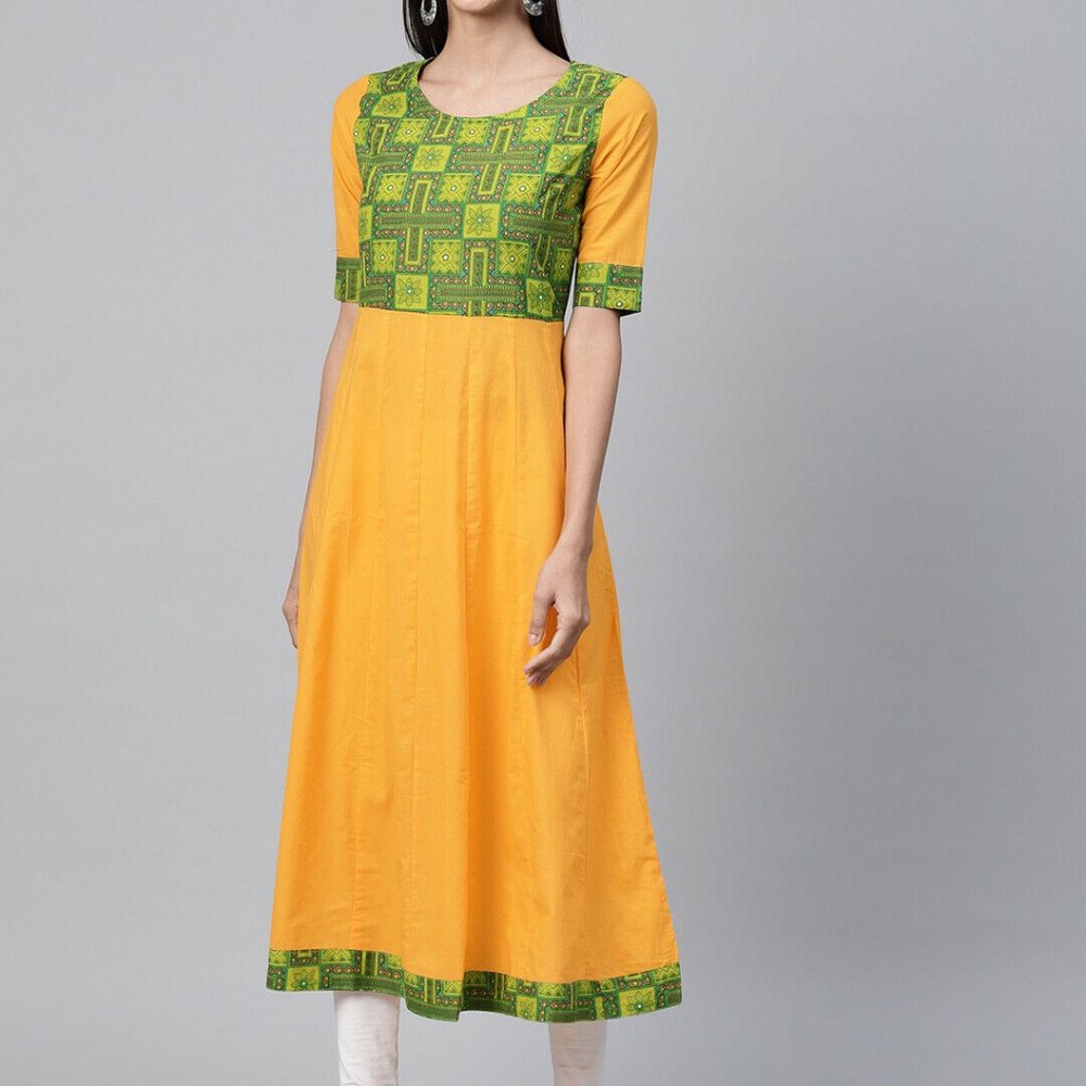 Authentic Indian Dress Yellow Green XL New NWOT
